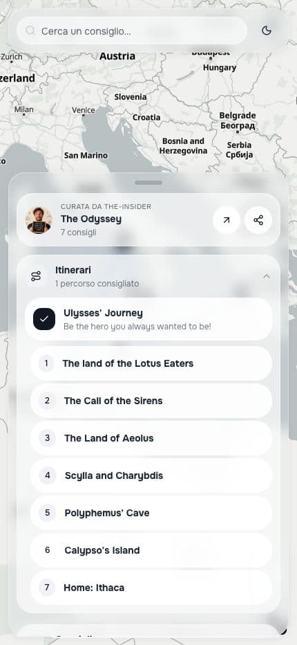 The seven ordered stops of Ulysses’ Journey